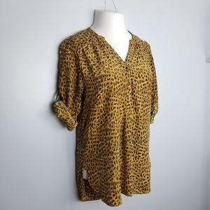 Zara Woman Silk Leopard Blouse